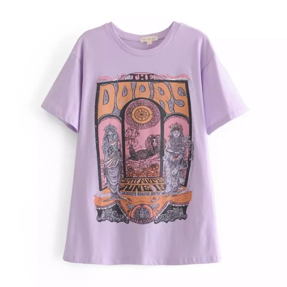 Lilac The Doors Rock Band Music Graphic Tee - Picture 7 of 7